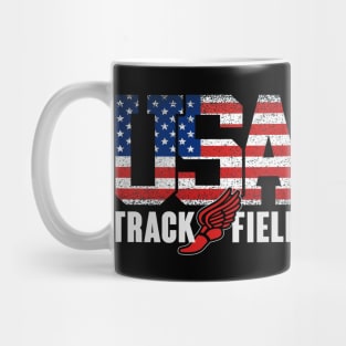 Vintage USA Track And Field Running Athletics American Flag Mug